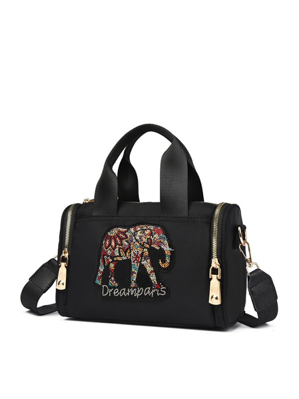 2025 Visokokvalitetna najlon torba u Boston stilu s rhinestones ukrasom, ženska lagana torba za rame ili crossbody, oblik jastuka