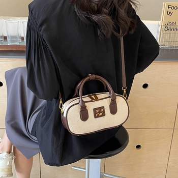 Teksturirana retro Boston torbica s blokom boja, mini ženska torba s ručkom u obliku jastuka, 2025 svestran dizajn za rame/crossbody
