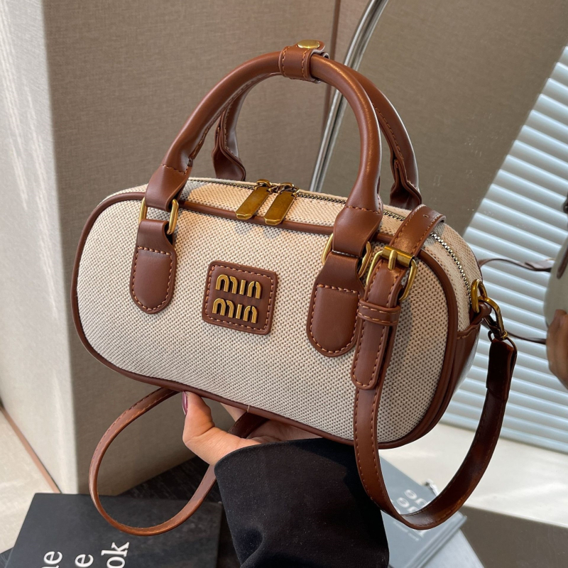 Teksturirana retro Boston torbica s blokom boja, mini ženska torba s ručkom u obliku jastuka, 2025 svestran dizajn za rame/crossbody