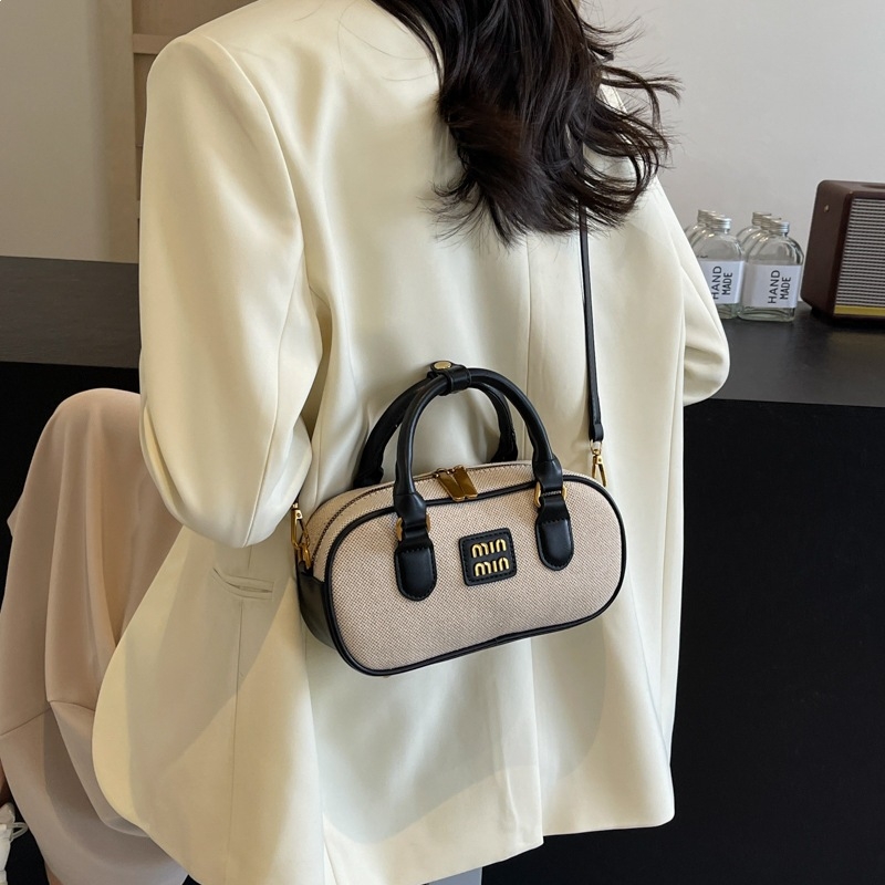Teksturirana retro Boston torbica s blokom boja, mini ženska torba s ručkom u obliku jastuka, 2025 svestran dizajn za rame/crossbody