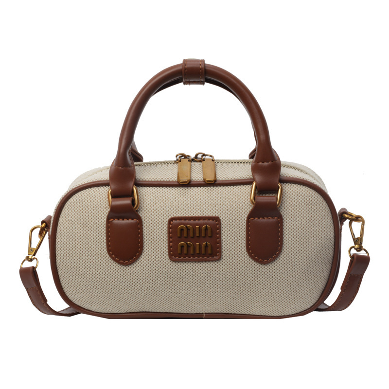Teksturirana retro Boston torbica s blokom boja, mini ženska torba s ručkom u obliku jastuka, 2025 svestran dizajn za rame/crossbody