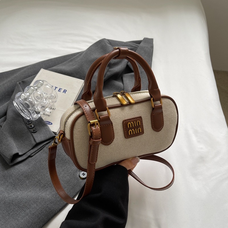 Teksturirana retro Boston torbica s blokom boja, mini ženska torba s ručkom u obliku jastuka, 2025 svestran dizajn za rame/crossbody