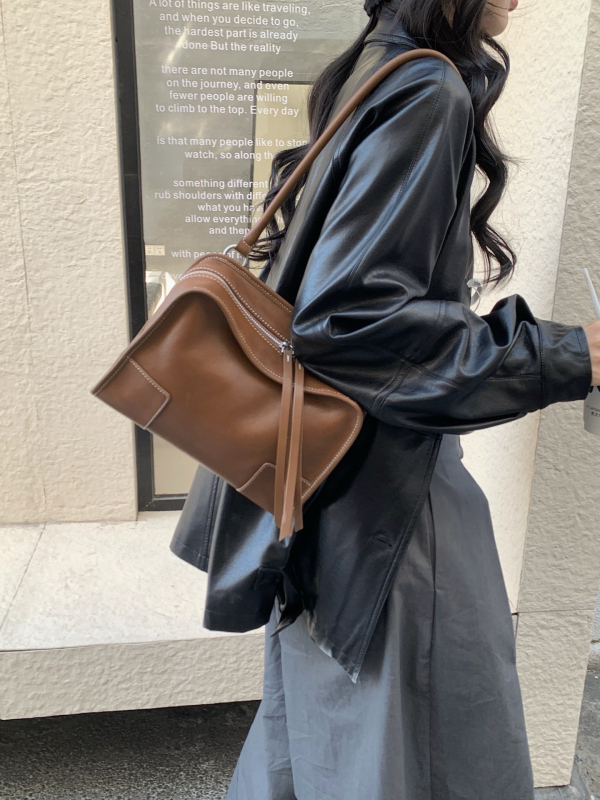 Torba Boston Tote od kože prvog sloja, velika kapaciteta, opušten stil, za svakodnevnu upotrebu