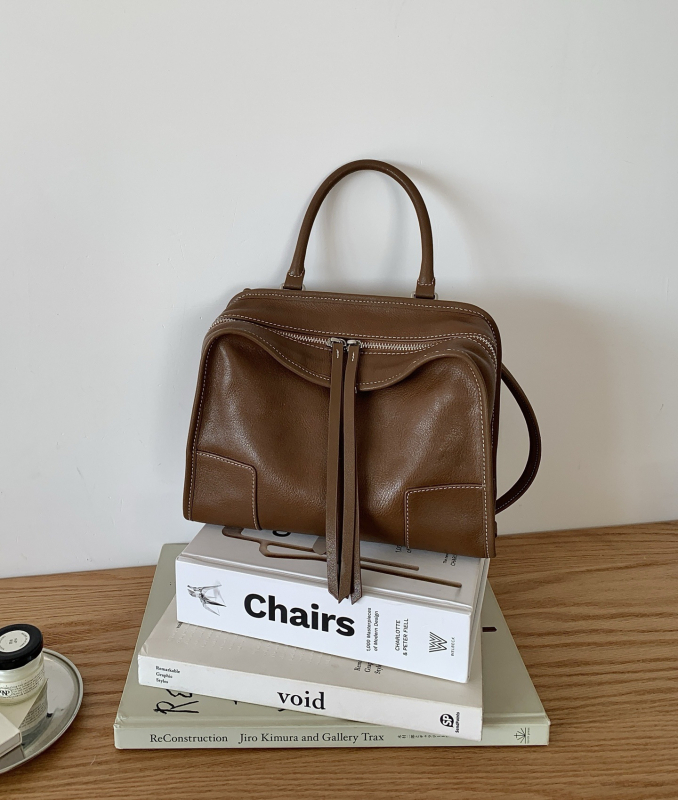 Torba Boston Tote od kože prvog sloja, velika kapaciteta, opušten stil, za svakodnevnu upotrebu