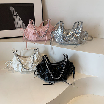 Ženska torbica s lancem u dijamantnom uzorku, velika kapaciteta, 2024 model, nišna casual torba za rame i crossbody, dumpling oblik torbe