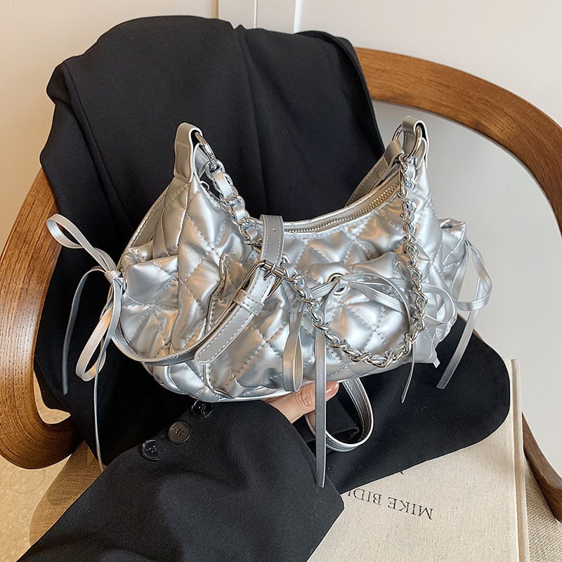Ženska torbica s lancem u dijamantnom uzorku, velika kapaciteta, 2024 model, nišna casual torba za rame i crossbody, dumpling oblik torbe