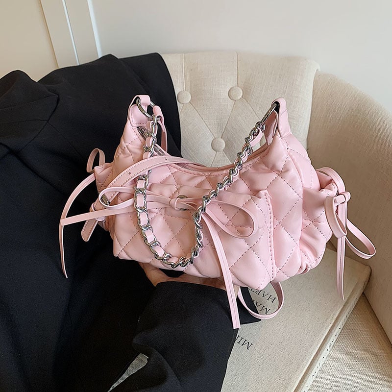 Ženska torbica s lancem u dijamantnom uzorku, velika kapaciteta, 2024 model, nišna casual torba za rame i crossbody, dumpling oblik torbe