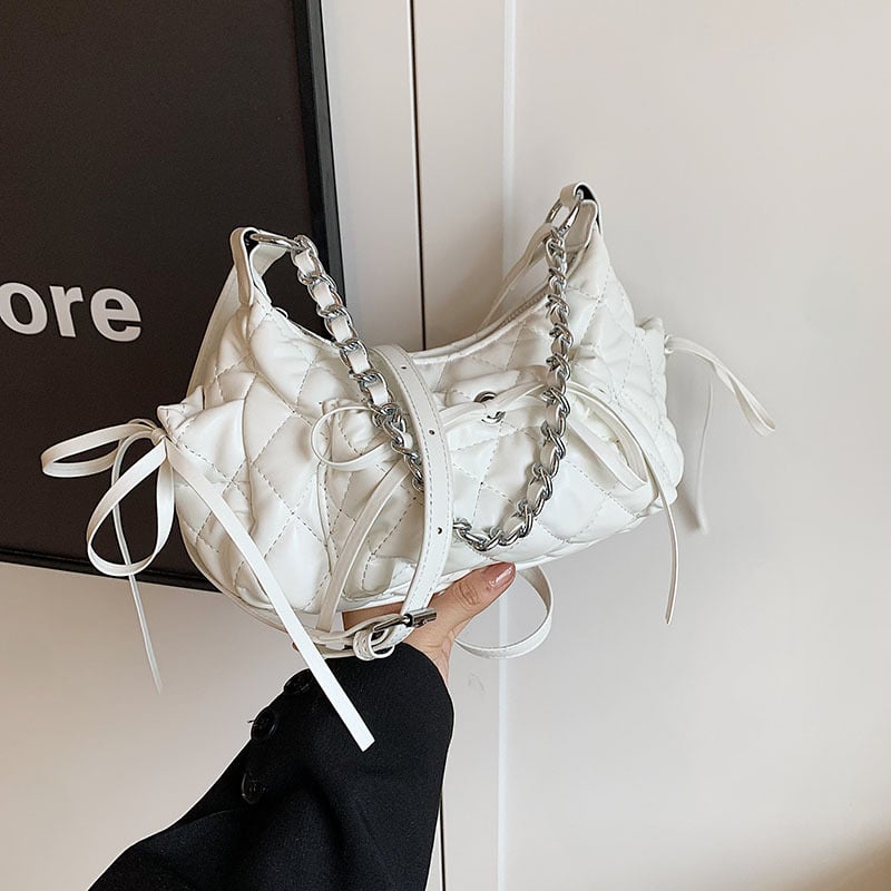 Ženska torbica s lancem u dijamantnom uzorku, velika kapaciteta, 2024 model, nišna casual torba za rame i crossbody, dumpling oblik torbe