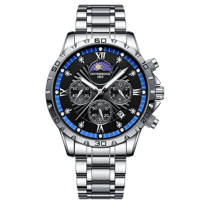 Svájci gyártmányú férfi automata karóra rozsdamentes acél tokkal és szíjjal, 42 mm átmérő, vízálló