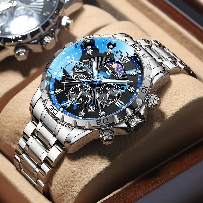 Svájci gyártmányú férfi automata karóra rozsdamentes acél tokkal és szíjjal, 42 mm átmérő, vízálló