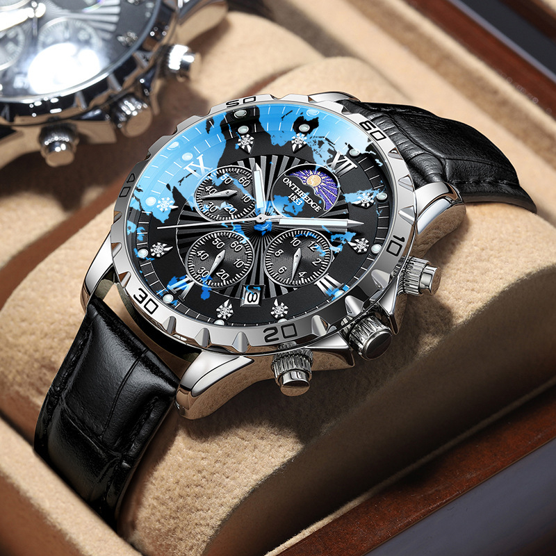 Svájci gyártmányú férfi automata karóra rozsdamentes acél tokkal és szíjjal, 42 mm átmérő, vízálló