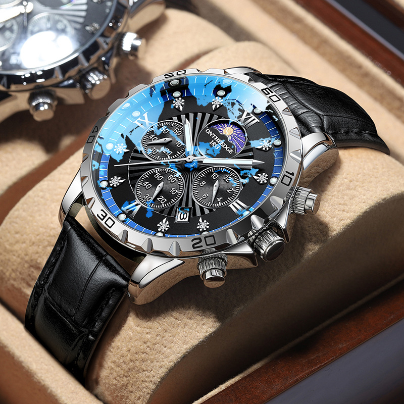 Svájci gyártmányú férfi automata karóra rozsdamentes acél tokkal és szíjjal, 42 mm átmérő, vízálló