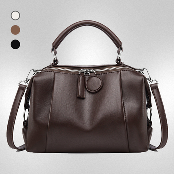Ženska torbica od prave kože s mekom teksturom, crossbody torba, sjajna koža, svestran stil, retro Boston stil