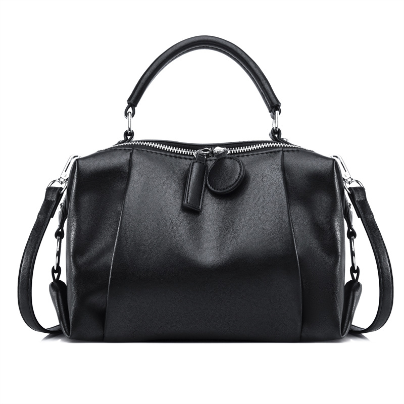 Ženska torbica od prave kože s mekom teksturom, crossbody torba, sjajna koža, svestran stil, retro Boston stil