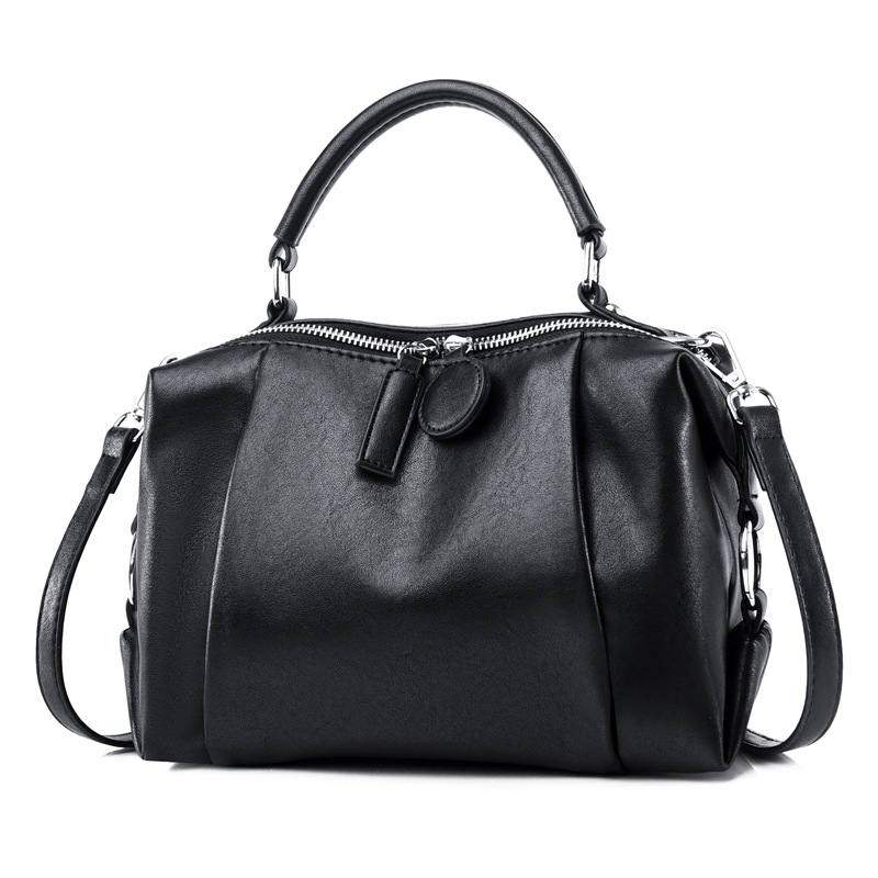 Ženska torbica od prave kože s mekom teksturom, crossbody torba, sjajna koža, svestran stil, retro Boston stil