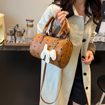 Tisnuta cilindrična torba Boston, nišnoga dizajna, svestrana torba za rame i crossbody, svjež stil, ženska torba