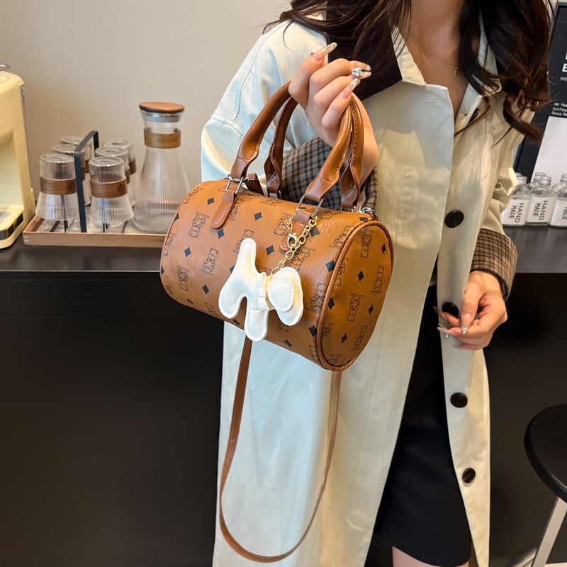 Tisnuta cilindrična torba Boston, nišnoga dizajna, svestrana torba za rame i crossbody, svjež stil, ženska torba