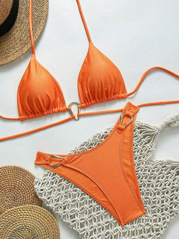 2026 nyári kétrészes női bikini push-up, elöl megkötő, szexi
