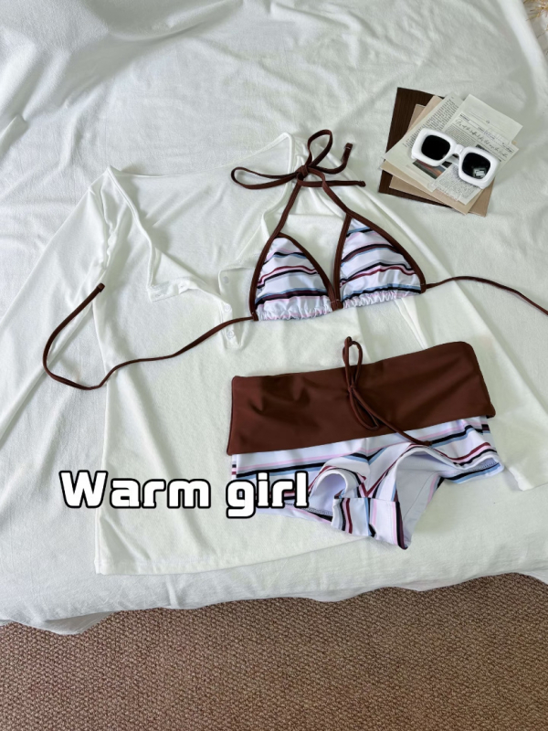 Retro prugasti dvodijelni bikini, s jastučićem na gornjem dijelu, bez kostiju, za žene