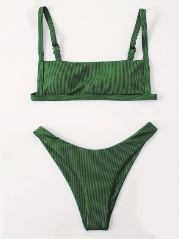 Jiayu Ženski dvodijelni bikini, jednobojni, s podstavljenim gornjim dijelom, visoka elastičnost za plivanje i odmor