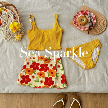 Sea Sparkle Dvodijelni bikini s motivom retro uljne slike, naramenice, jarke boje