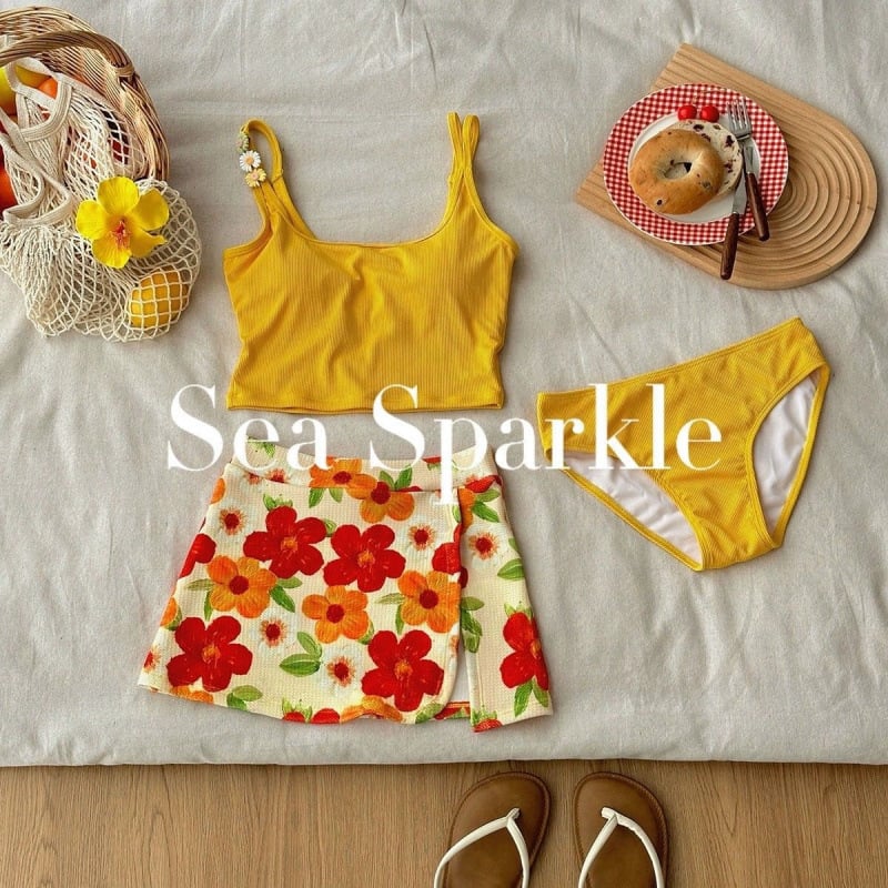 Sea Sparkle Dvodijelni bikini s motivom retro uljne slike, naramenice, jarke boje