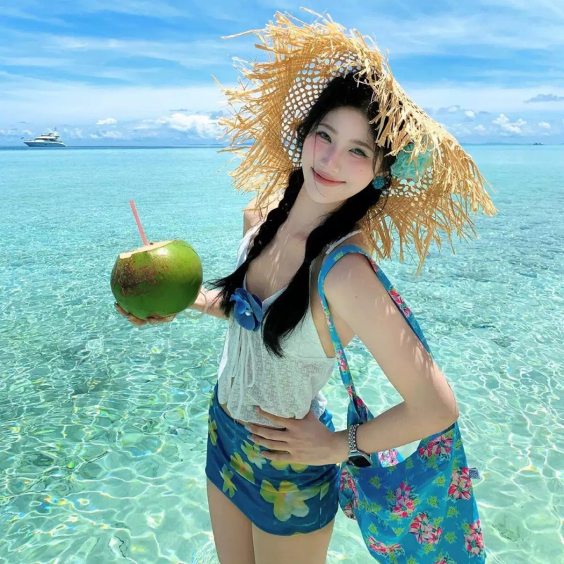 Bikini s visokim strukom i suknjom, dvodijelni, bez leđa, seksi kupaći kostim