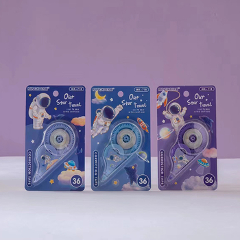 Bandă corectoare cu design desen animat pentru elevi, capacitate mare, carcasă albastră, material PP, 24 buc., model 718