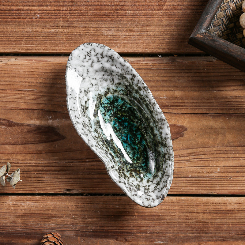 Set ceramic de masă cu glazură subglazură, design retro creativ — farfurie pentru sushi și sashimi, farfurie pentru feluri reci, farfurie mică
