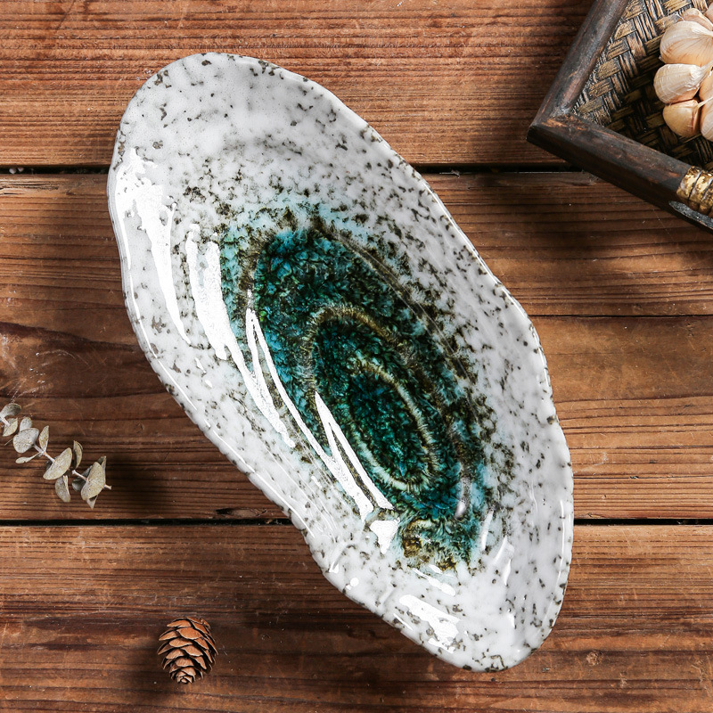 Set ceramic de masă cu glazură subglazură, design retro creativ — farfurie pentru sushi și sashimi, farfurie pentru feluri reci, farfurie mică