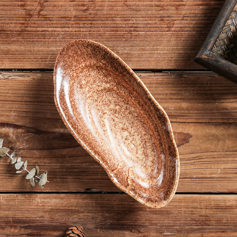 Set ceramic de masă cu glazură subglazură, design retro creativ — farfurie pentru sushi și sashimi, farfurie pentru feluri reci, farfurie mică