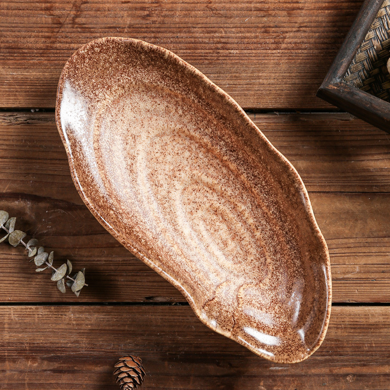 Set ceramic de masă cu glazură subglazură, design retro creativ — farfurie pentru sushi și sashimi, farfurie pentru feluri reci, farfurie mică
