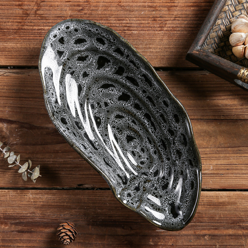 Set ceramic de masă cu glazură subglazură, design retro creativ — farfurie pentru sushi și sashimi, farfurie pentru feluri reci, farfurie mică