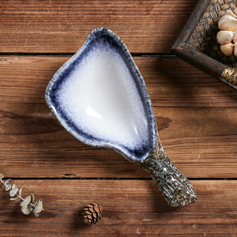 Set ceramic de masă cu glazură subglazură, design retro creativ — farfurie pentru sushi și sashimi, farfurie pentru feluri reci, farfurie mică