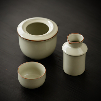 Set încălzitor de vin din ceramică cu pahare – pentru uz casnic, bej