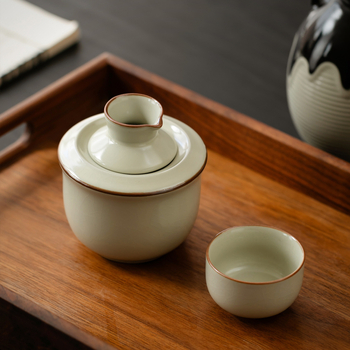 Set încălzitor de vin din ceramică cu pahare – pentru uz casnic, bej