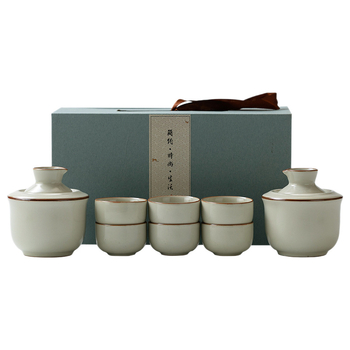 Set încălzitor de vin din ceramică cu pahare – pentru uz casnic, bej