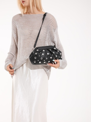 Urban minimalistička PU torba za rame s lancem, mala plisirana ženska crossbody torbica s ukrasnim gumbima u obliku gljiva