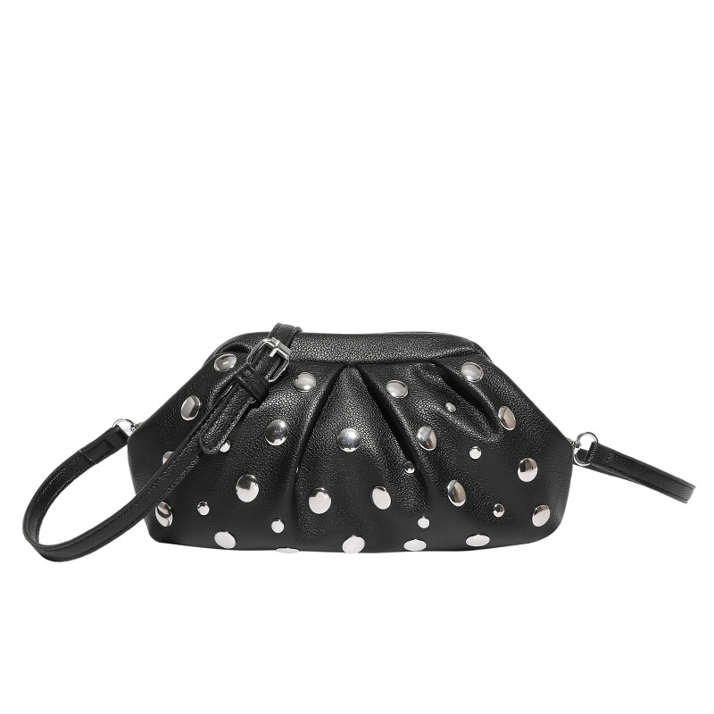 Urban minimalistička PU torba za rame s lancem, mala plisirana ženska crossbody torbica s ukrasnim gumbima u obliku gljiva