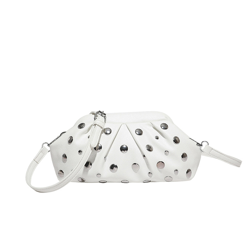 Urban minimalistička PU torba za rame s lancem, mala plisirana ženska crossbody torbica s ukrasnim gumbima u obliku gljiva