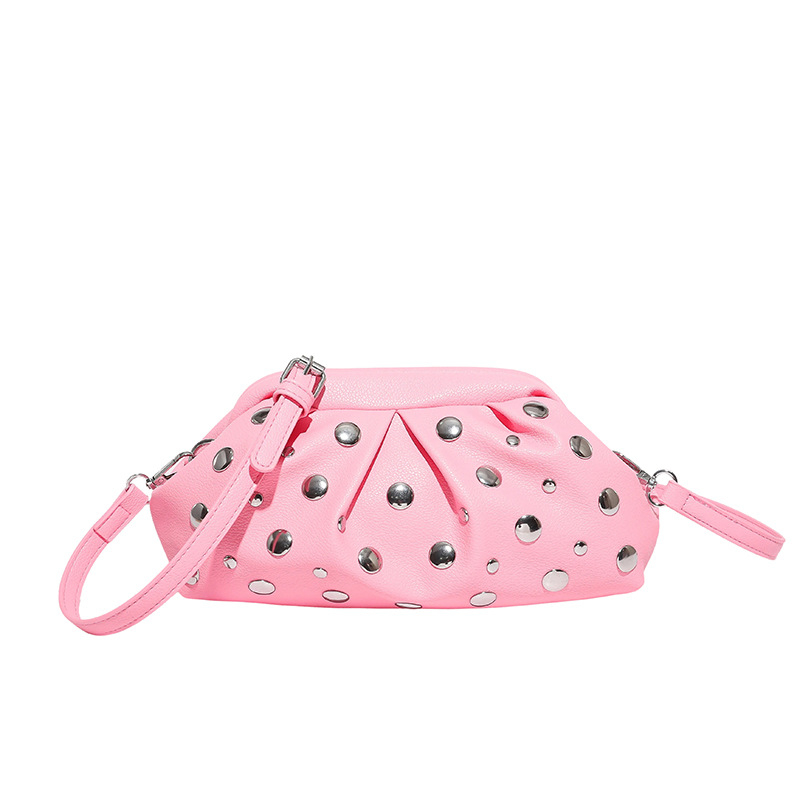 Urban minimalistička PU torba za rame s lancem, mala plisirana ženska crossbody torbica s ukrasnim gumbima u obliku gljiva