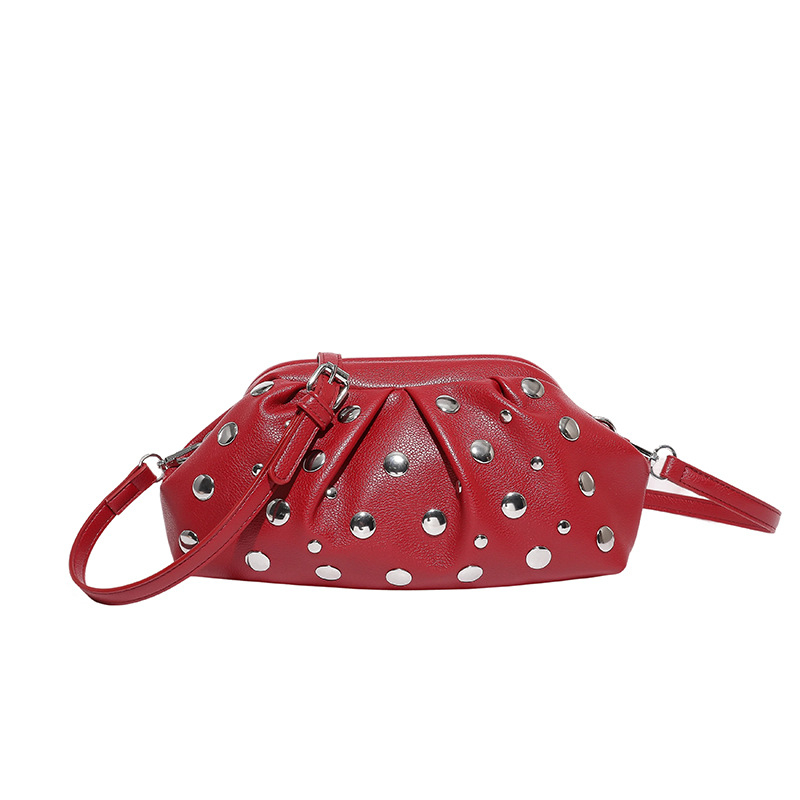 Urban minimalistička PU torba za rame s lancem, mala plisirana ženska crossbody torbica s ukrasnim gumbima u obliku gljiva