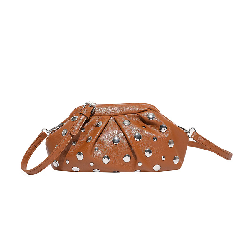 Urban minimalistička PU torba za rame s lancem, mala plisirana ženska crossbody torbica s ukrasnim gumbima u obliku gljiva