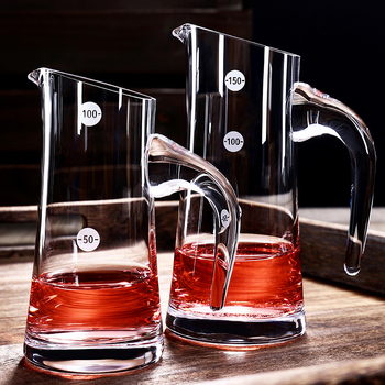 Decantor de vin din sticlă de cristal, cu scară de măsură, pentru vin roșu și alb