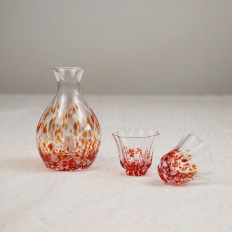 Set de sake în stil japonez, cu o decantă și două pahare, sticlă de cristal, pentru uz casnic, cadou de nuntă sau de ziua de naștere