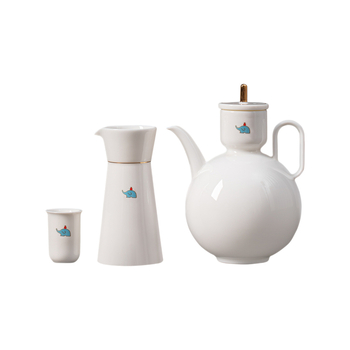 Set ceramic de vin de înaltă calitate pentru uz casnic, în trei piese: mic recipient pentru vin, separator de vin și pahar de vin