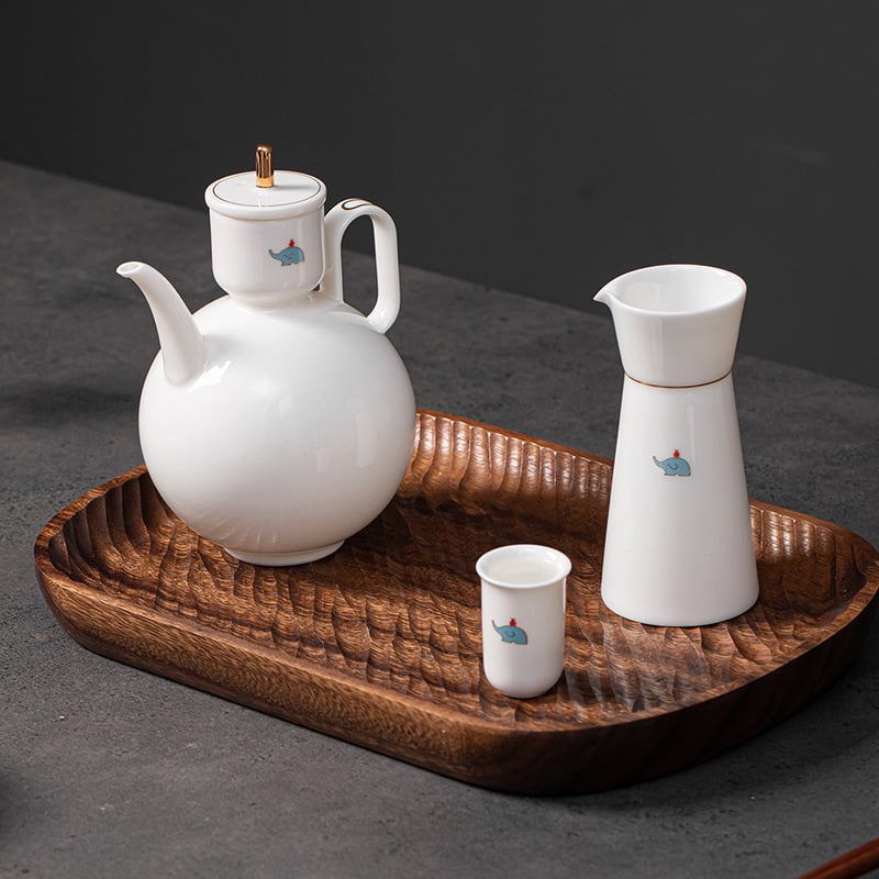 Set ceramic de vin de înaltă calitate pentru uz casnic, în trei piese: mic recipient pentru vin, separator de vin și pahar de vin