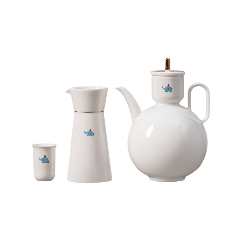 Set ceramic de vin de înaltă calitate pentru uz casnic, în trei piese: mic recipient pentru vin, separator de vin și pahar de vin