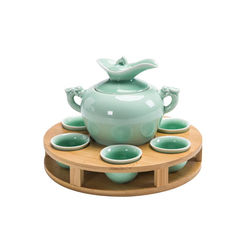 Set ceramic de încălzire a vinului în stil chinezesc pentru uz casnic, cană de vin tradițională și pahare de licor