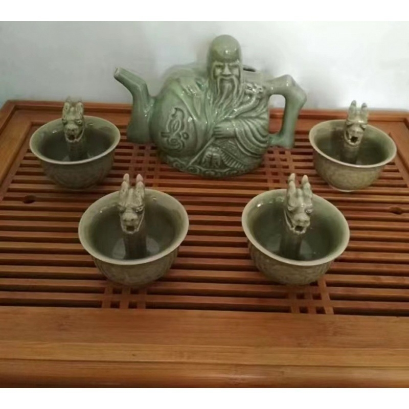 Vas ceramic pentru uz casnic cu gură dublă, în stil chinezesc nou